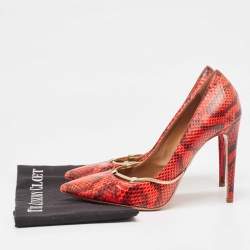 Pre Owned Aquazzura Red/Black Python Pointed Toe Pumps Size 40