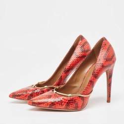 Pre Owned Aquazzura Red/Black Python Pointed Toe Pumps Size 40