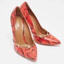 Pre Owned Aquazzura Red/Black Python Pointed Toe Pumps Size 40