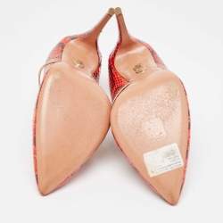 Pre Owned Aquazzura Red/Black Python Pointed Toe Pumps Size 40