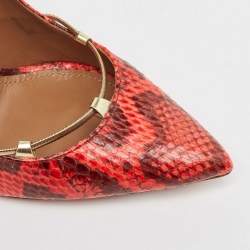 Pre Owned Aquazzura Red/Black Python Pointed Toe Pumps Size 40