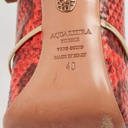 Pre Owned Aquazzura Red/Black Python Pointed Toe Pumps Size 40