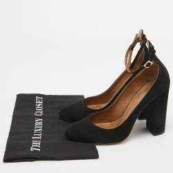 Pre Owned Aquazzura Black Suede Alix Ankle Strap Pumps Size 39