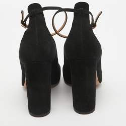 Pre Owned Aquazzura Black Suede Alix Ankle Strap Pumps Size 39