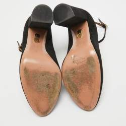 Pre Owned Aquazzura Black Suede Alix Ankle Strap Pumps Size 39