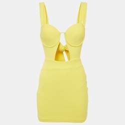 Pre Owned Arabella London Lemon Yellow Textured Jersey Muse Mini Dress XS