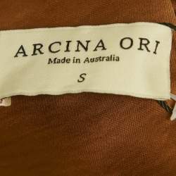 Arcina Ori Brown Satin Devora Halter Neck Maxi Dress S