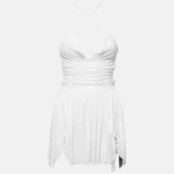 Pre Owned فستان آري يو أم آي جيرسي أبيض قصير مقاس صغير (سمول)