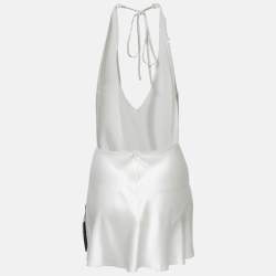 مملوكة مسبقًا فستان آري يو أم آي حرير ساتان أبيض أتلا قصير مقاس صغير (سمول)