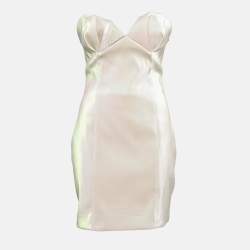 Area Champagne Pink Lame Strapless Mini Dress M