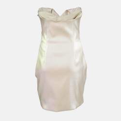 Area Champagne Pink Lame Strapless Mini Dress M