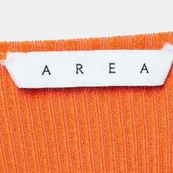 Area Orange Rib Knit Crystal Embellished Midi Dress M