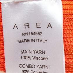 Area Orange Rib Knit Crystal Embellished Midi Dress M