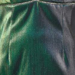 AREA  Metallic Green Lamé Crystal Embellished Strappy Mini Dress L
