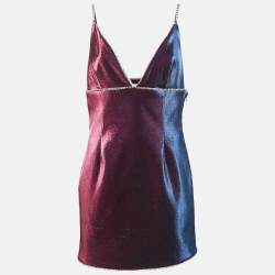 Area Multicolor Lurex Studded V-Neck Mini Dress L