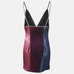 Area Multicolor Lurex Studded V-Neck Mini Dress L