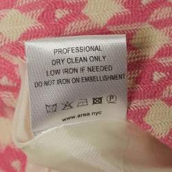 Pre Owned AREA Pink Houndstooth Crystal Embellish Bow Detail Mini Skirt S