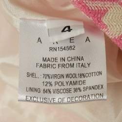 Pre Owned AREA Pink Houndstooth Crystal Embellish Bow Detail Mini Skirt S