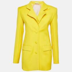 AREA Yellow Wool Crystal Back Open Back Mini Blazer Dress XS/S