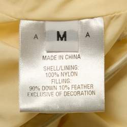 Area X Dingyun Zhang Cream Crystal Embellished Nylon Quilted Down Puffer Waistcoat M