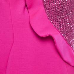 Pre Owned Area Pink Wool Rhinestone Heart-Patch Mini Dress XS