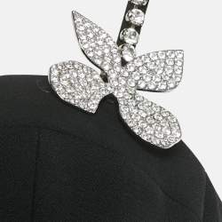 مملوكة مسبقًا Area Black Crystal Embellished Wool Bustier Crop Top S