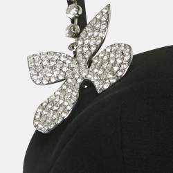 مملوكة مسبقًا Area Black Crystal Embellished Wool Bustier Crop Top S