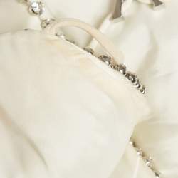 مملوكة مسبقًا Area Cream Silk Blend Crystal Embellished Crop Top XS