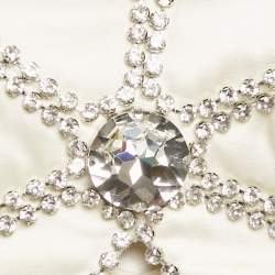 مملوكة مسبقًا Area Cream Silk Blend Crystal Embellished Crop Top XS