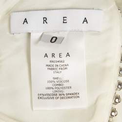 مملوكة مسبقًا Area Cream Silk Blend Crystal Embellished Crop Top XS