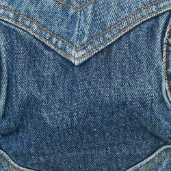 Pre Owned Area Blue Heart Motif Patchwork Denim Bandeau Top XS