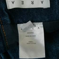 Pre Owned Area Blue Heart Motif Patchwork Denim Bandeau Top XS