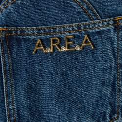 Pre Owned بنطلون جينز أريا دينم أزرق بفتحة قلب على الساق واسع الساق مقاس صغير