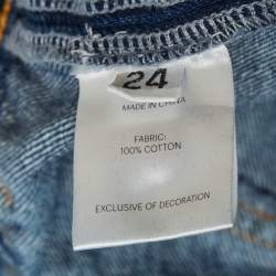 Pre Owned بنطلون جينز أريا دينم أزرق بفتحة قلب على الساق واسع الساق مقاس صغير