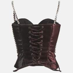 Pre Owned توب أريا كورسيه مزين معدني خمري مقاس وسط