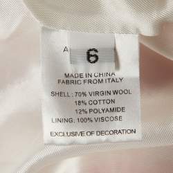 Pre Owned AREA Pink Houndstooth Crystal Embellished Bow Slit Cropped Blazer M