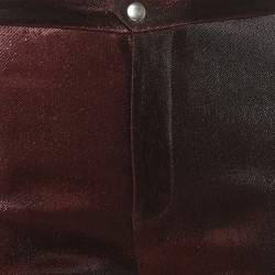 Pre Owned Area Burgundy Lurex Knit Knee Panel Pants S
