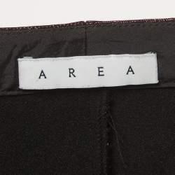 Pre Owned Area Burgundy Lurex Knit Knee Panel Pants S
