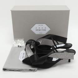 مملوكة مسبقًا Area x Sergio Rossi Marquise Size 36 Black Satin Crystal Embellished Mules