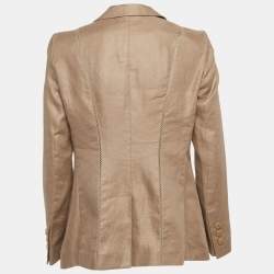 Pre Owned Armani Collezioni Brown Linen Single Breasted Blazer M