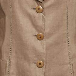 Pre Owned Armani Collezioni Brown Linen Single Breasted Blazer M