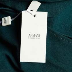 Pre Owned Armani Collezioni Green Crepe Faux Wrap Midi Dress M
