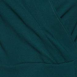 Pre Owned Armani Collezioni Green Crepe Faux Wrap Midi Dress M