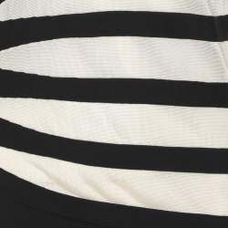 Pre Owned Armani Collezioni Dark Navy/White Stripe Stretch Knit Sleeveless Midi Dress M