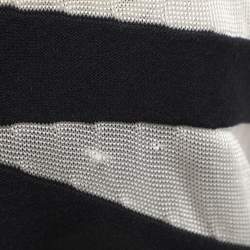 Pre Owned Armani Collezioni Dark Navy/White Stripe Stretch Knit Sleeveless Midi Dress M