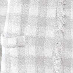 Armani Collezioni Grey and White Checked Fringed Trim Long Cardigan M