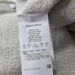 Armani Collezioni Grey and White Checked Fringed Trim Long Cardigan M