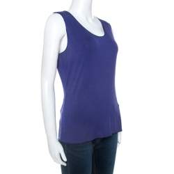 Pre Owned Armani Collezioni Blue Jersey Tank Top L