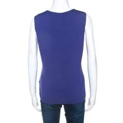 Pre Owned Armani Collezioni Blue Jersey Tank Top L