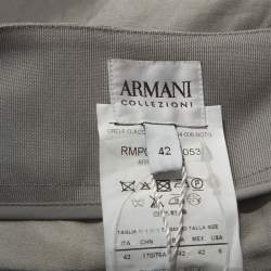 Pre Owned Armani Collezioni Grey Linen Silk Blend Wide Leg Trousers M 